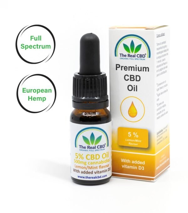 Óleo de CBD 5% com Vitamina D3 - Sabor Limão e Menta